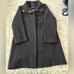 Classic Women's Black Wool Blend Long Coat